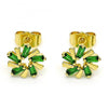 Arete Dormilona 02.210.0746.1 Oro Laminado, con Zirconia Cubica Verde, Pulido, Dorado