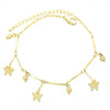 Pulsera de Dije 03.105.0029.10 Oro Laminado, Diseño de Mariposa, Pulido, Dorado