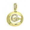 Dije Elegante 05.341.0007 Oro Laminado, Diseño de Iniciales, con Zirconia Cubica Blanca, Pulido, Dorado