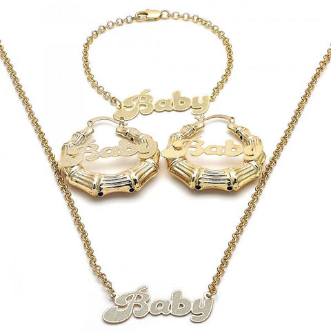 Collar, Pulso y Arete 06.63.0248 Oro Laminado, Pulido, Dorado