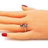 Anillo Multi Piedra 01.284.0054.1 Oro Laminado, con Zirconia Cubica Amatista, Pulido, Dorado