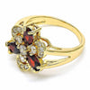 Anillo Multi Piedra 01.365.0001.09 Oro Laminado, con Zirconia Cubica Granate y Blanca, Pulido, Dorado