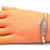 Pulsera Elegante 03.283.0173.07 Oro Laminado, con Micro Pave Blanca, Pulido, Dorado