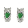 Arete Dormilona 02.210.0161.6 Rodio Laminado, Diseño de Buho, con Zirconia Cubica Verde y Blanca, Pulido, Rodinado