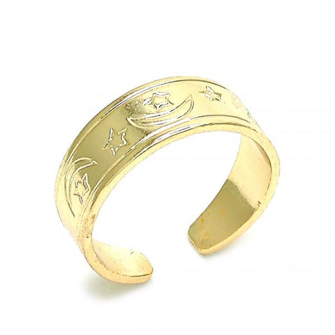 Anillo del Pie 01.117.0004 Oro Laminado, Diseño de Luna y Estrella, Diseño de Luna, Pulido, Dorado