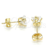 Arete Dormilona 5.128.026 Oro Laminado, con Blanca Zirconia Cubica, Pulido, Tono Dorado