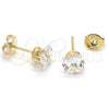 Arete Dormilona 5.128.026 Oro Laminado, con Blanca Zirconia Cubica, Pulido, Tono Dorado
