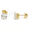 Arete Dormilona 5.128.026 Oro Laminado, con Blanca Zirconia Cubica, Pulido, Tono Dorado