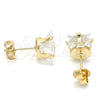 Arete Dormilona 5.128.027 Oro Laminado, con Blanca Zirconia Cubica, Pulido, Tono Dorado