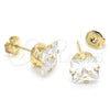 Arete Dormilona 5.128.027 Oro Laminado, con Blanca Zirconia Cubica, Pulido, Tono Dorado