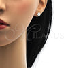 Arete Dormilona 5.128.018 Oro Laminado, con Blanca Zirconia Cubica, Pulido, Tono Dorado