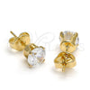 Arete Dormilona 5.128.018 Oro Laminado, con Blanca Zirconia Cubica, Pulido, Tono Dorado
