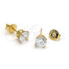 Arete Dormilona 5.128.018 Oro Laminado, con Blanca Zirconia Cubica, Pulido, Tono Dorado