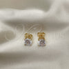 Arete Dormilona 5.128.020 Oro Laminado, con Blanca Zirconia Cubica, Pulido, Tono Dorado