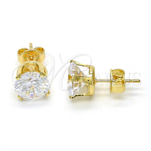 Arete Dormilona 5.128.020 Oro Laminado, con Blanca Zirconia Cubica, Pulido, Tono Dorado