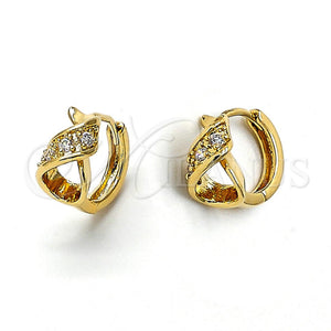 Argolla Huggie 5.130.033 Oro Laminado, Diseño de Infinito, con Blanca Zirconia Cubica, Pulido, Tono Dorado
