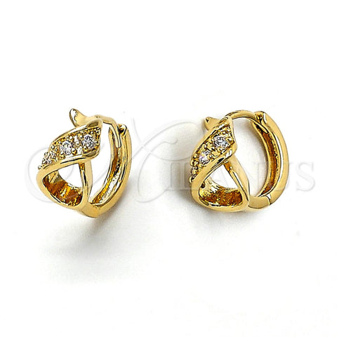 Argolla Huggie 5.130.033 Oro Laminado, Diseño de Infinito, con Blanca Zirconia Cubica, Pulido, Tono Dorado