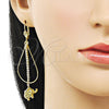 Arete Largo 5.063.001 Oro Laminado, Diseño de Elefante, con Blanca Cristal, Pulido, Tono Dorado