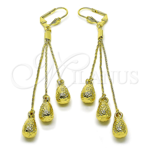 Arete Largo 5.066.002 Oro Laminado, Diseño de Gota, Pulido, Tono Dorado