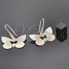 Arete Colgante 5.067.006 Oro Laminado, Diseño de Mariposa, Diamantado, Tres Tonos