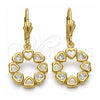Arete Colgante 5.073.011 Oro Laminado, Diseño de Corazón, con Blanca Zirconia Cubica, Pulido, Tono Dorado
