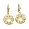 Arete Colgante 5.073.011 Oro Laminado, Diseño de Corazón, con Blanca Zirconia Cubica, Pulido, Tono Dorado