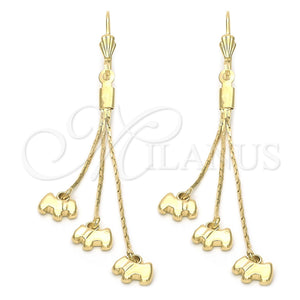 Arete Largo 5.076.003 Oro Laminado, Diseño de Perro, Pulido, Tono Dorado