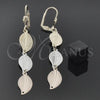 Arete Largo 5.075.004.1 Oro Laminado, Diseño de Oja, Diamantado, Tres Tonos