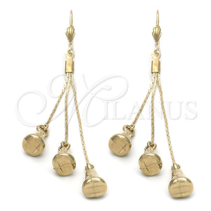 Arete Largo 5.078.009 Oro Laminado, Diseño de Pera, Pulido, Tono Dorado