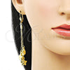 Arete Largo 5.079.001 Oro Laminado, Diseño de Estrella, Pulido, Tono Dorado