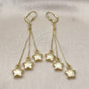Arete Largo 5.079.001 Oro Laminado, Diseño de Estrella, Pulido, Tono Dorado