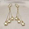 Arete Largo 5.079.001 Oro Laminado, Diseño de Estrella, Pulido, Tono Dorado