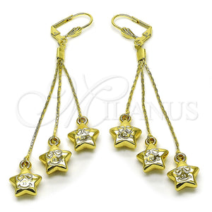 Arete Largo 5.079.001 Oro Laminado, Diseño de Estrella, Pulido, Tono Dorado