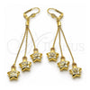 Arete Largo 5.079.001 Oro Laminado, Diseño de Estrella, Pulido, Tono Dorado