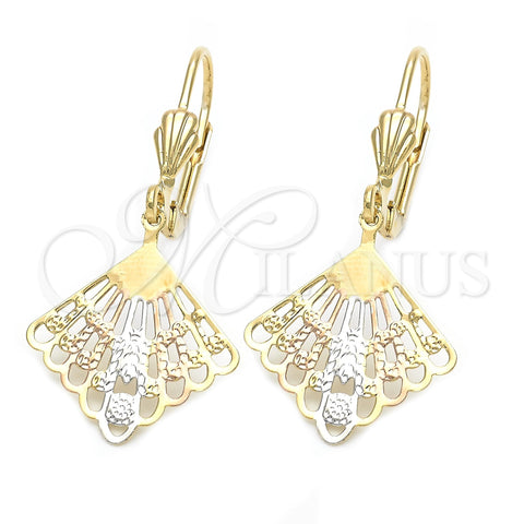 Arete Colgante 5.079.009 Oro Laminado, Pulido, Tres Tonos