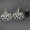 Arete Colgante 5.079.011 Oro Laminado, Diseño de Flor, Pulido, Tres Tonos