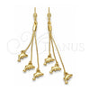 Arete Largo 5.084.004 Oro Laminado, Diseño de Delfín, Pulido, Tono Dorado