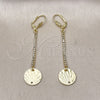 Arete Largo 5.085.001 Oro Laminado, con Blanca Cristal, Diamantado, Tono Dorado