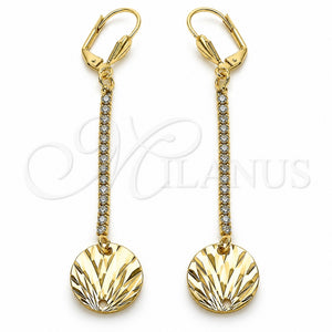 Arete Largo 5.085.001 Oro Laminado, con Blanca Cristal, Diamantado, Tono Dorado