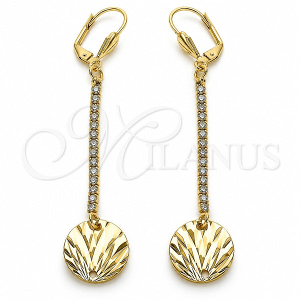Arete Largo 5.085.001 Oro Laminado, con Blanca Cristal, Diamantado, Tono Dorado