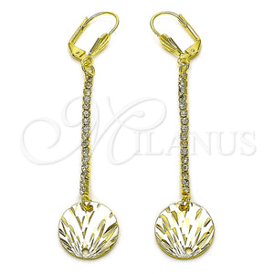 Arete Largo 5.085.001 Oro Laminado, con Blanca Cristal, Diamantado, Tono Dorado