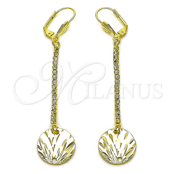 Arete Largo 5.085.001 Oro Laminado, con Blanca Cristal, Diamantado, Tono Dorado