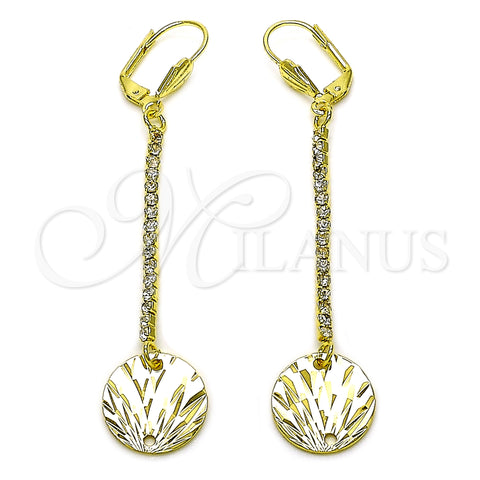 Arete Largo 5.085.001 Oro Laminado, con Blanca Cristal, Diamantado, Tono Dorado