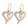 Arete Colgante 5.085.011 Oro Laminado, Diseño de Corazón, Pulido, Tres Tonos
