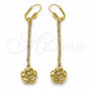 Arete Largo 5.086.010 Oro Laminado, Diseño de Flor, con Blanca Cristal, Pulido, Tono Dorado