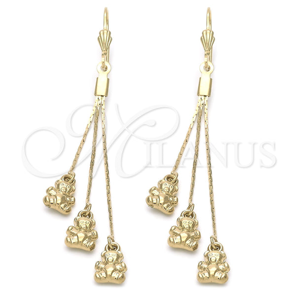 Arete Largo 5.086.014 Oro Laminado, Diseño de Gota, Pulido, Tono Dorado