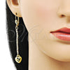 Arete Largo 5.088.013 Oro Laminado, Diseño de Corazón, con Blanca Cristal, Pulido, Tono Dorado