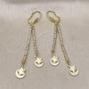 Arete Largo 5.089.001 Oro Laminado, Diseño de Estrella y Luna, con Blanca Cristal, Diamantado, Tono Dorado
