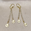Arete Largo 5.089.001 Oro Laminado, Diseño de Estrella y Luna, con Blanca Cristal, Diamantado, Tono Dorado