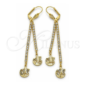 Arete Largo 5.089.001 Oro Laminado, Diseño de Estrella y Luna, con Blanca Cristal, Diamantado, Tono Dorado